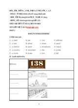 Bài tập tự rèn luyện môn Tiếng Anh Khối 5 - Unit 1+2